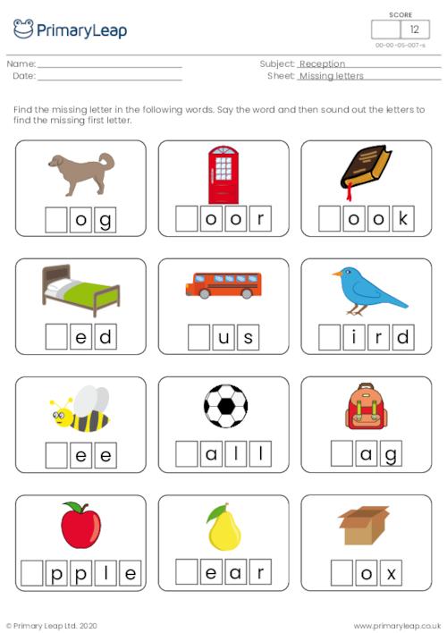 Foundation: Missing letters First letter sound | Worksheet ...