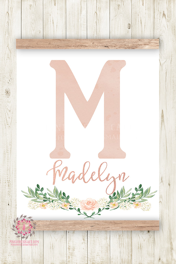 Boho Baby Name Monogram Initial Nursery Wall Art Print ...
