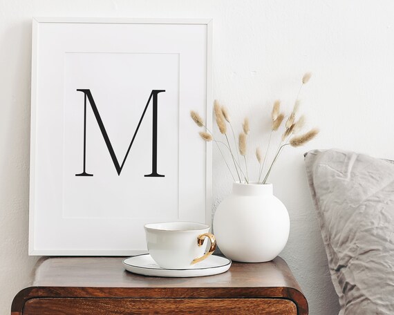 Buy LETTER M PRINT, Letter Wall Decor, Minimalist Wall Art, Letter ...