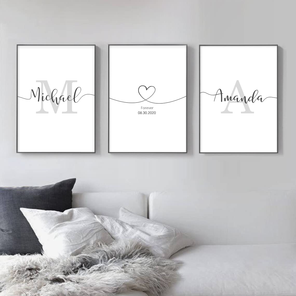 Amazon.com: Woodkap Wall Art Decor, Custom Couples Sign Initials ...
