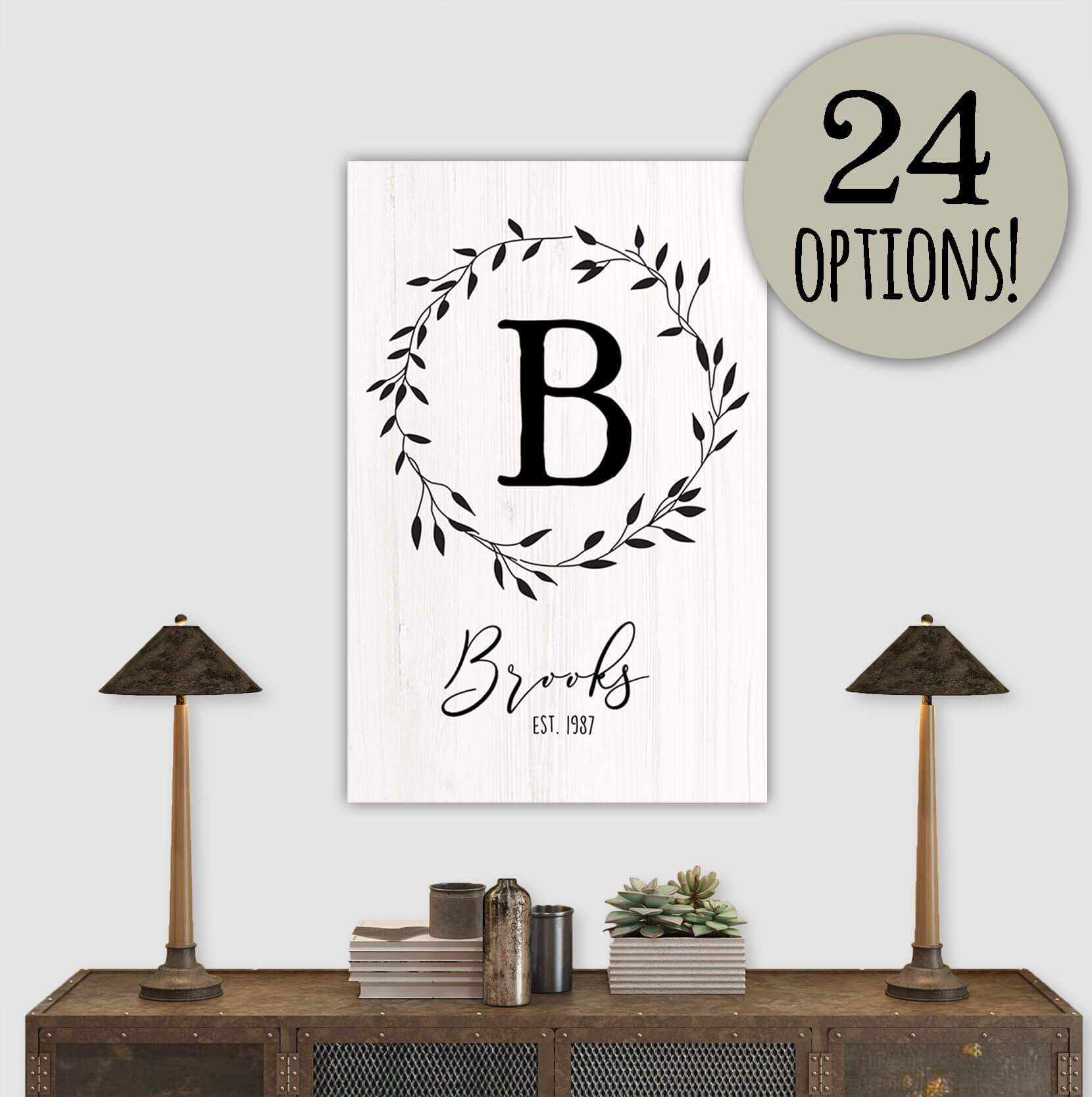 Family Initials Wall Art on Canvas | Holy Cow Canvas
