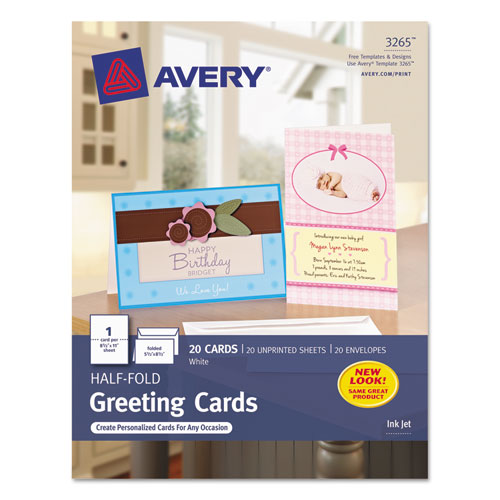 Half-Fold Greeting Cards with Matching Envelopes, Inkjet, 85 lb ...
