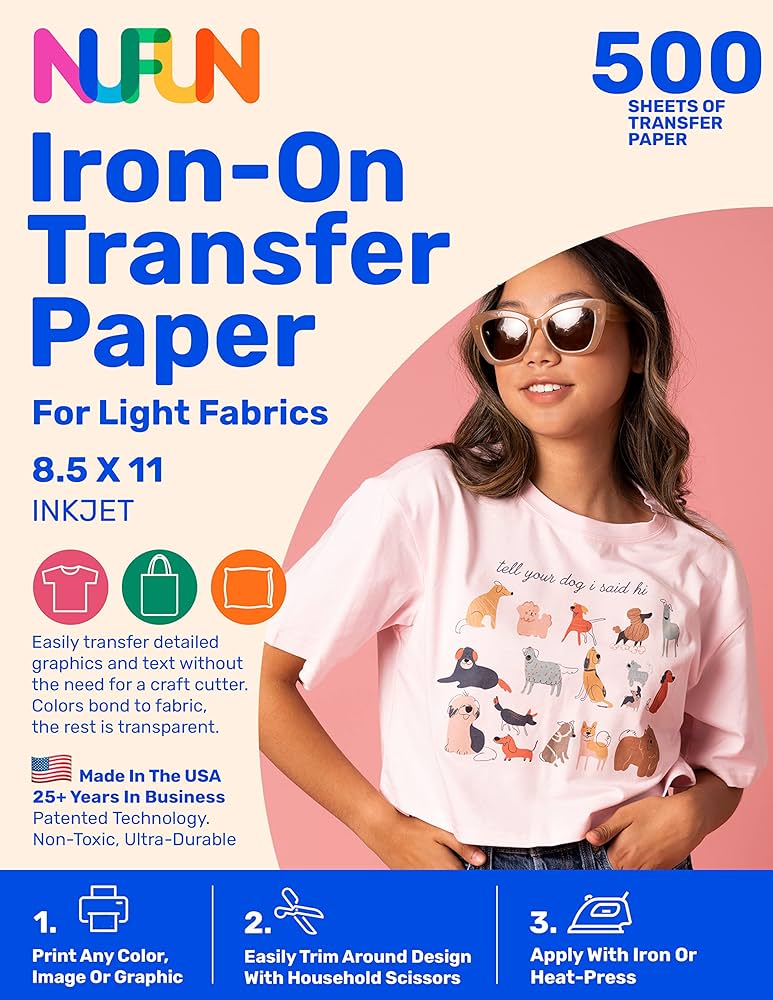 NuFun Activities Heat Transfer Paper for T Shirts, Lightweight ...