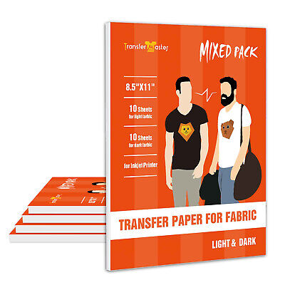 100 Sheets Bulk Printable Inkjet Iron-on Heat Transfer Paper DARK LIGHT  Cotton 644824538525 | eBay