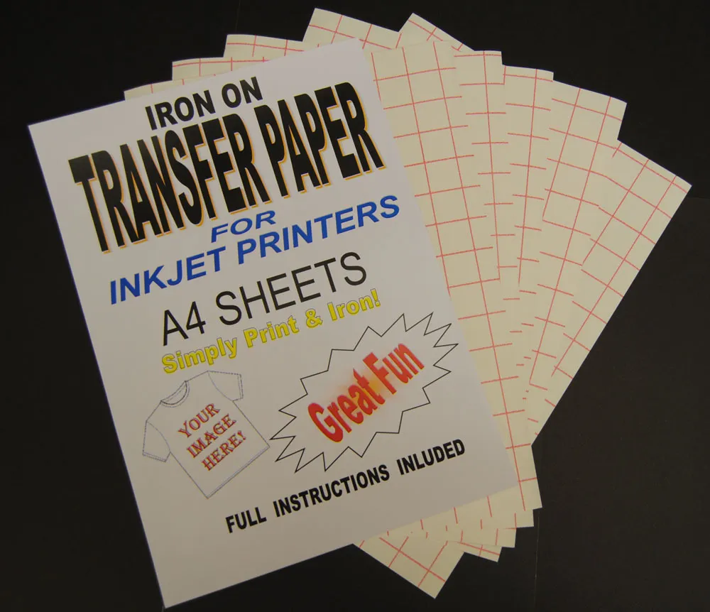 T-Shirt Tintenstrahl aufbügeln Transferpapier A4 100 Blatt (für leichte  Stoffe)