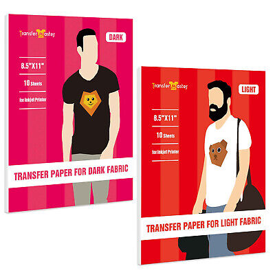 10 Sheets 8.5”x11” INK JET HEAT TRANSFER PAPER IRON ON DARK T ...