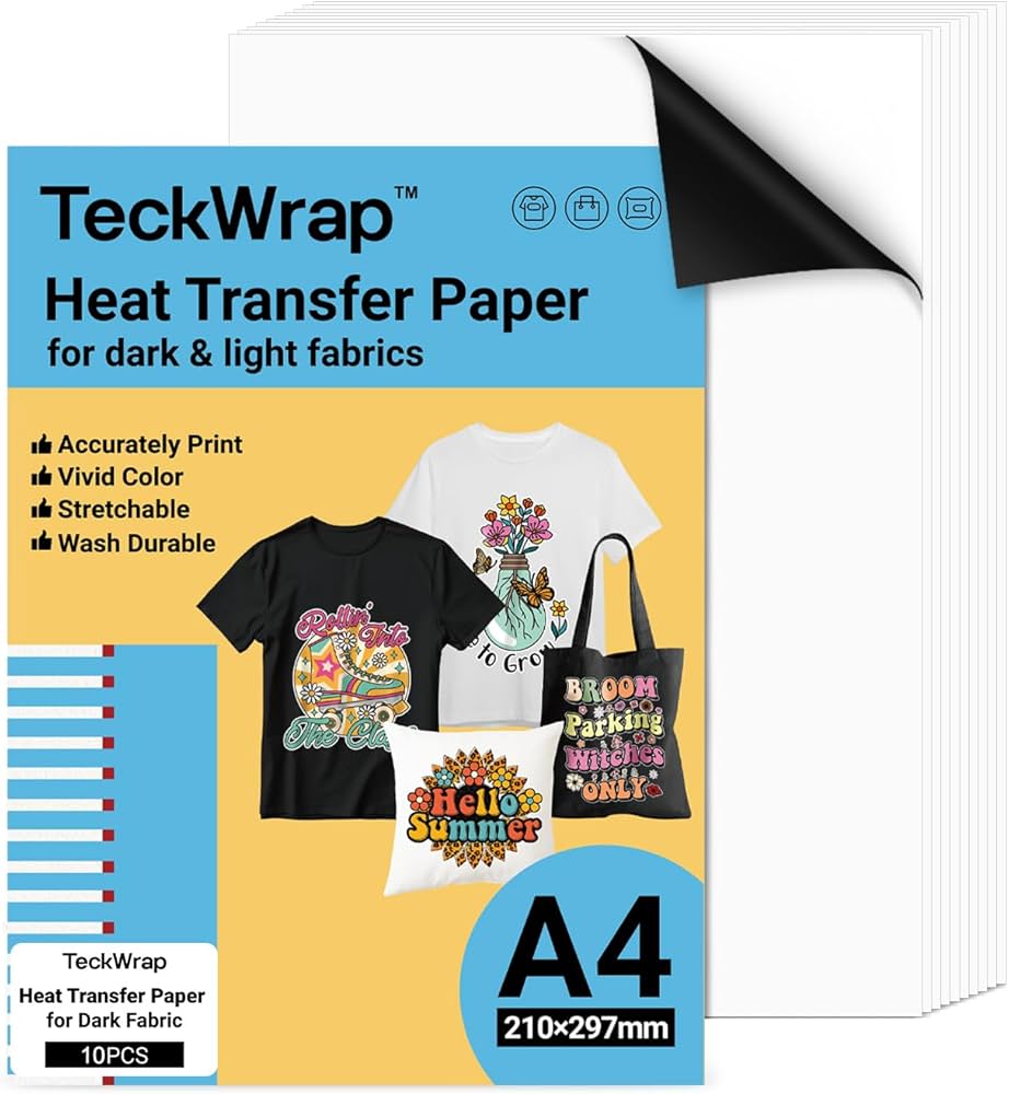 thumbnail image 2 of Inkjet Iron-On Heat Transfer Paper For Dark Fabric – 20 Sheets – 8.5x11 Inches (A4) 2 of 6