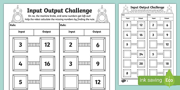 Input Output Challenge (teacher made) - Twinkl - Worksheets Library
