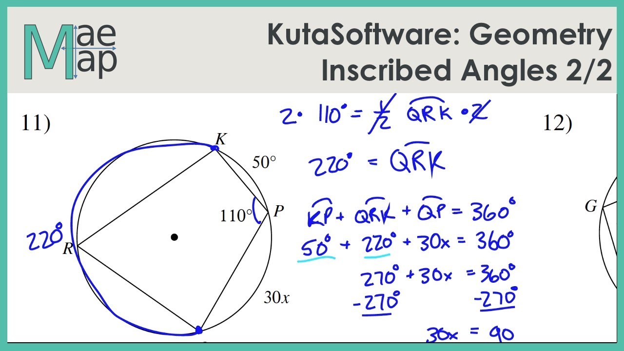KutaSoftware: Geometry- Inscribed Angles Part 1 - YouTube