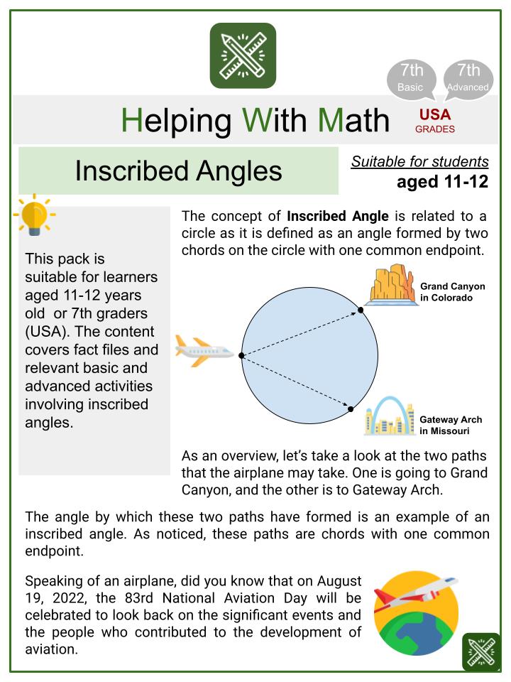 inscribed angles in circles worksheet