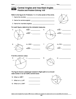 inscribed angles worksheet and answers