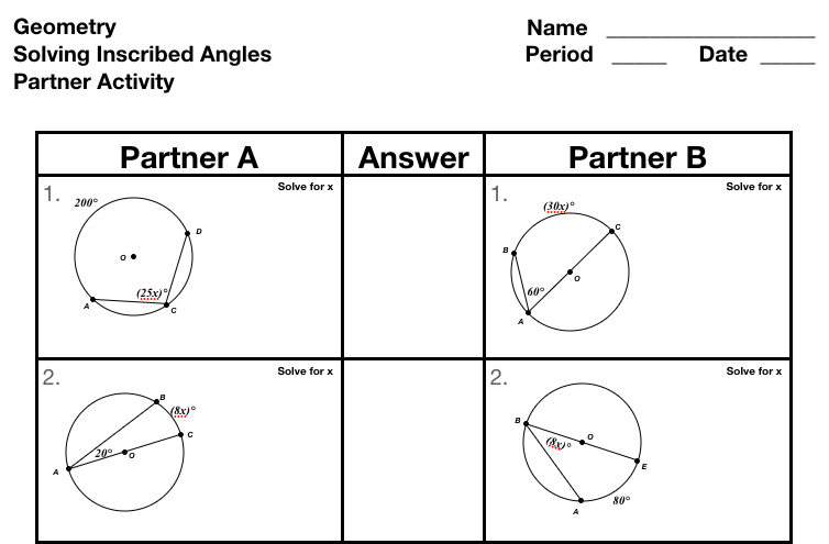 Top Activities for Inscribed Angles - Math With Friends