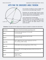 inscribed angles worksheet with answers