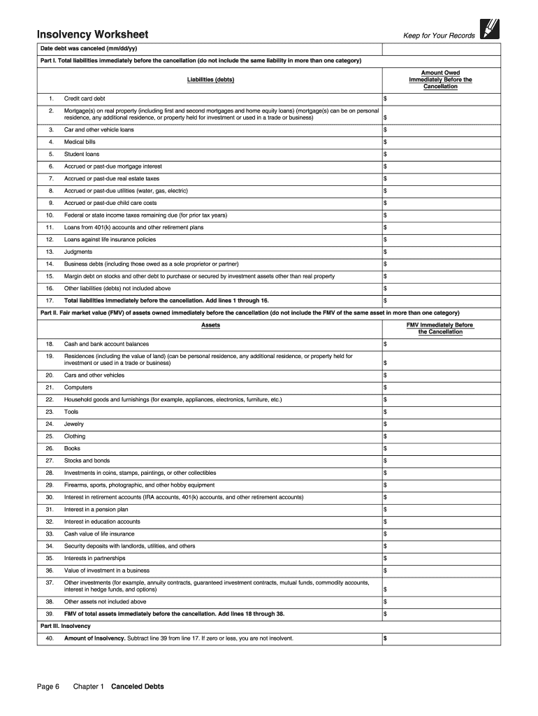 Fillable Insolvency Irs Pdf - Fill Online, Printable, Fillable ...