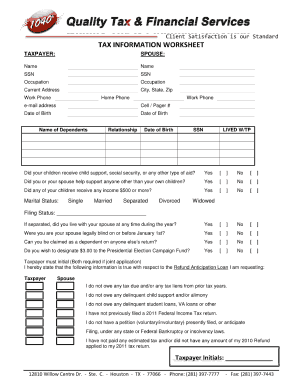 Fillable Online Irs insolvency worksheet 2012 fillable form Fax ...