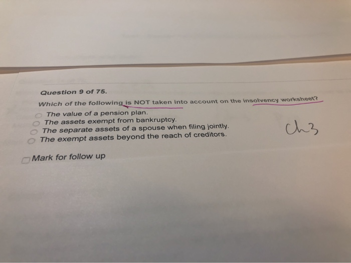 Solved Question 9 of 75. Which of the following is NOT taken ...