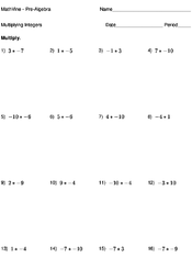 Multiplying Integers - MathVine.com