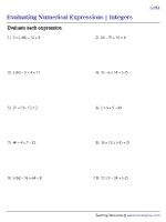 integer order of operation worksheet