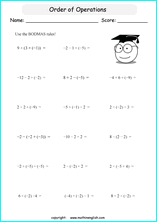 Math order of operations worksheets using the BODMAS and Pemdas ...