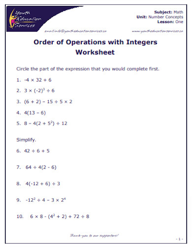 32+ Order Of Operations Worksheets in PDF - Worksheets Library
