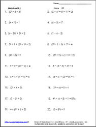Order of Operations Worksheets