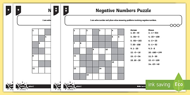 Negative Number Puzzle Worksheet / Worksheet (teacher made)