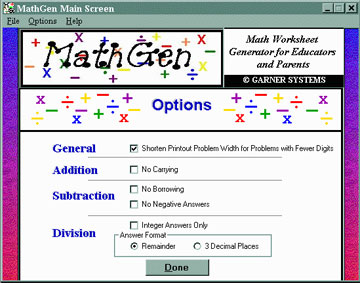 integer worksheet generator