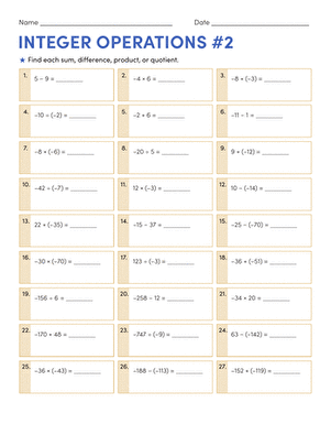 Integer Operations #2 | Interactive Worksheet 