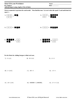Worksheet: Algebra Tiles - Adding Integers using Algebra Tiles ...