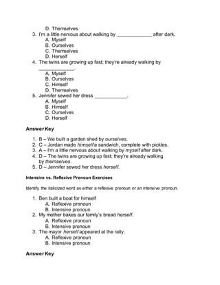 Intensive and reflexive pronoun exercises | PDF