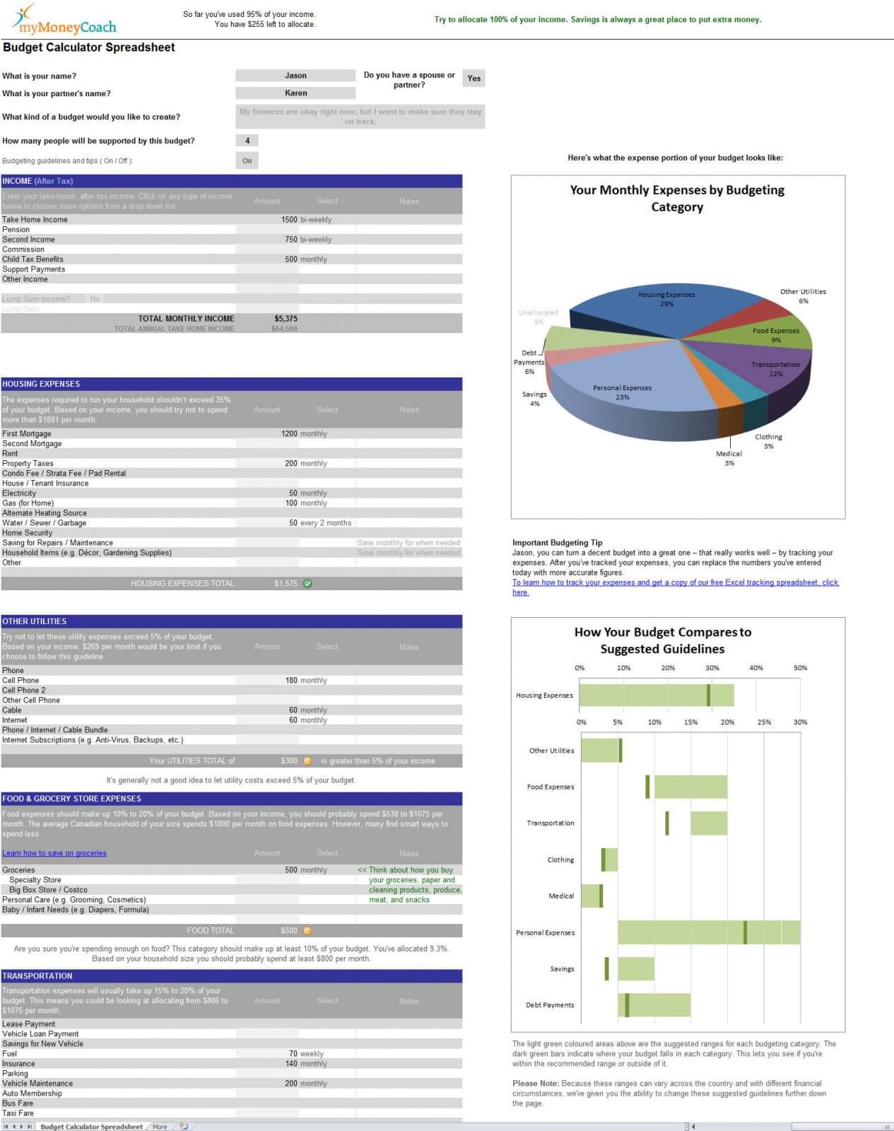 Intelligent, Free Excel Budget Calculator Spreadsheet | Download ...