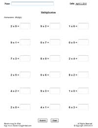 Basic Handwriting for Kids - Mathematics - Multiplication
