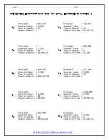 Calculating Interest Worksheets