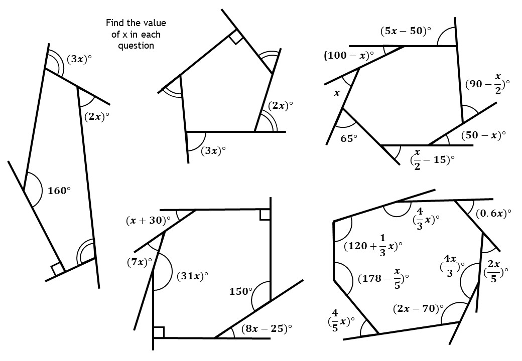 interior and exterior angles of polygons worksheet