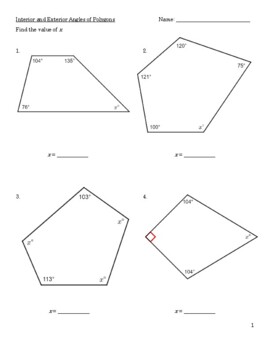 interior and exterior angles of polygons worksheet