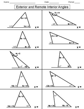 interior and exterior angles worksheet