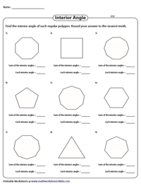 Interior Angles, Exterior Angles and the Sum | Polygon Worksheets