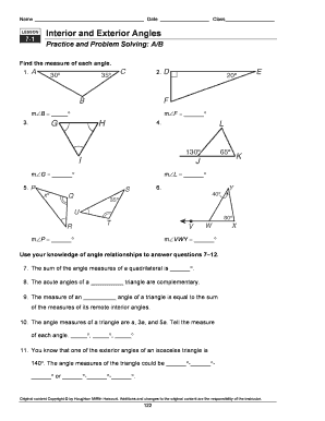 7 1 Interior And Exterior Angles Worksheet Answer Key - Fill and ...