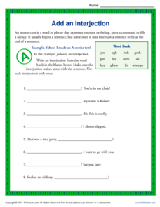 Interjection Lesson Plans &  Worksheets | Lesson Planet