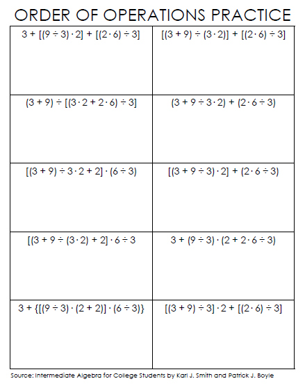 Order of Operations Practice Worksheet | Math = Love