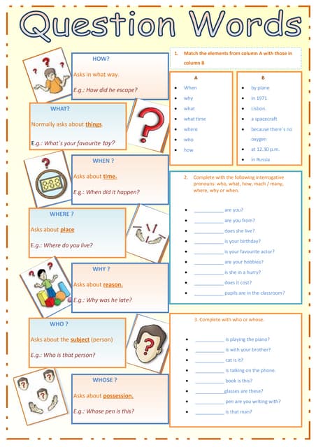 Who or Whom? Which Interrogative Pronoun? Worksheet for 7th 9th
