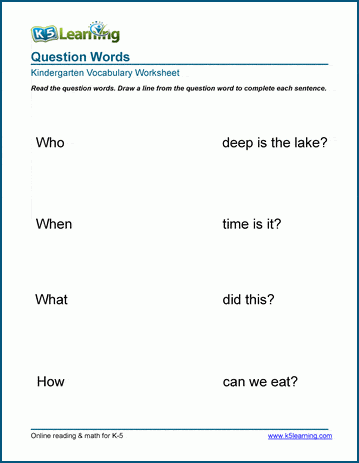 Interrogative words and sentences worksheets | Worsheets library