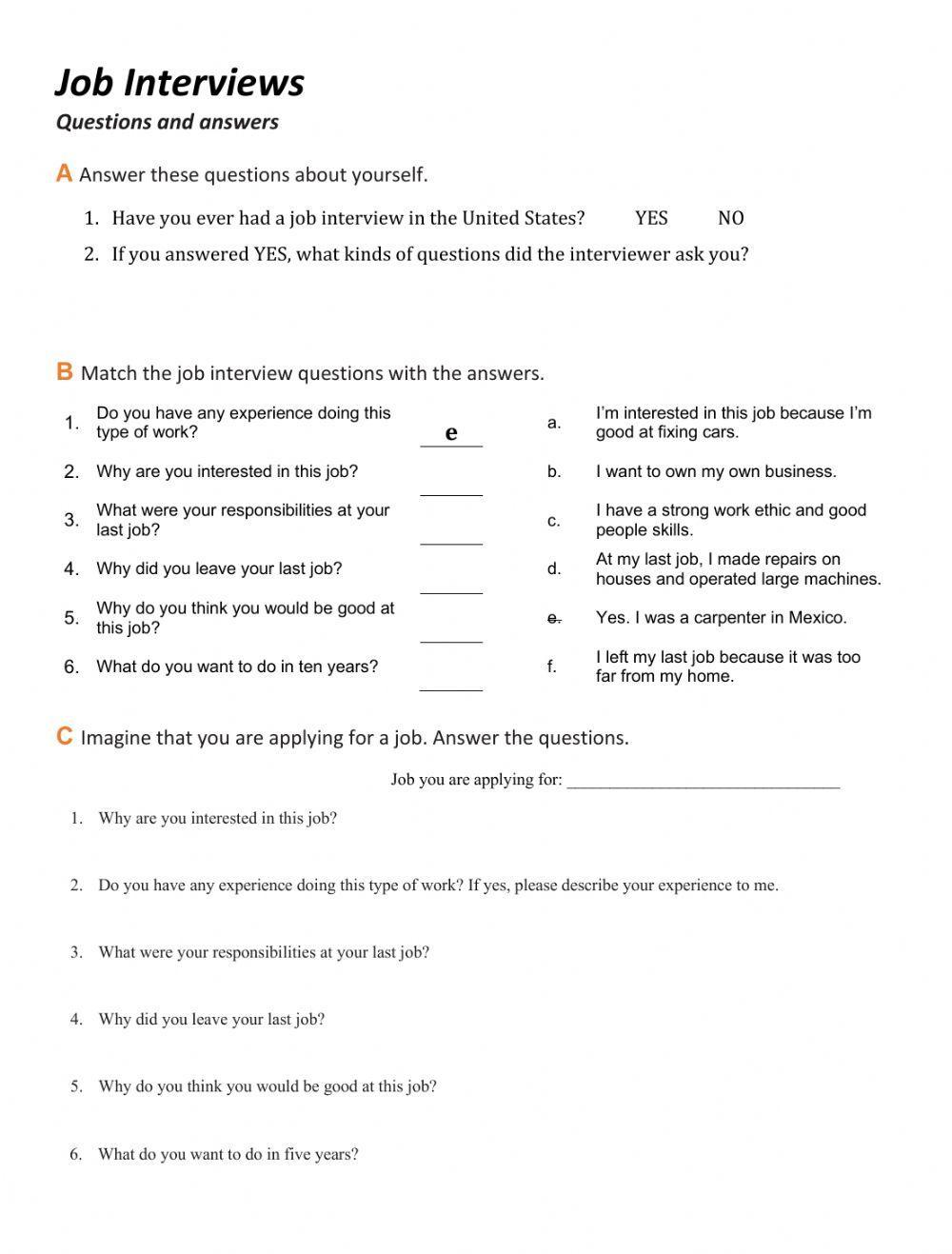 job-interview-questions-worksheet-live-worksheets-worksheets-library for Free Printable Job Interview Questions Job Interview Questions worksheet | Live Worksheets - Worksheets Library for Free Printable Job Interview Questions