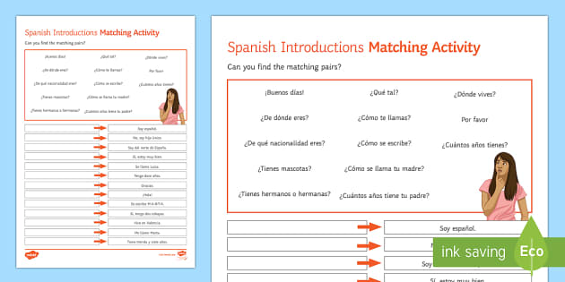 Introductions Lower Ability Matching Differentiated Worksheet ...