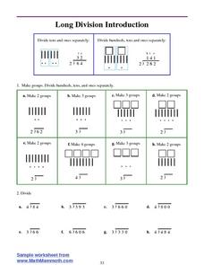 Long Division Introduction Worksheet for 3rd - 4th Grade | Lesson ...