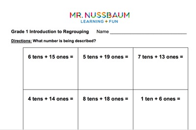 introduction to regrouping worksheet