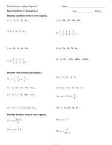 introduction to sequences worksheet answers