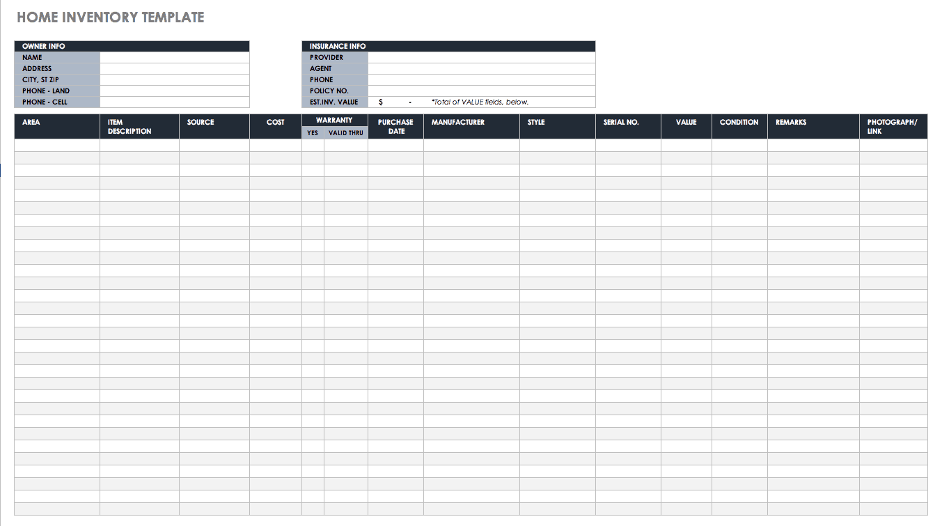 Free Excel Inventory Templates: Create &  Manage | Smartsheet