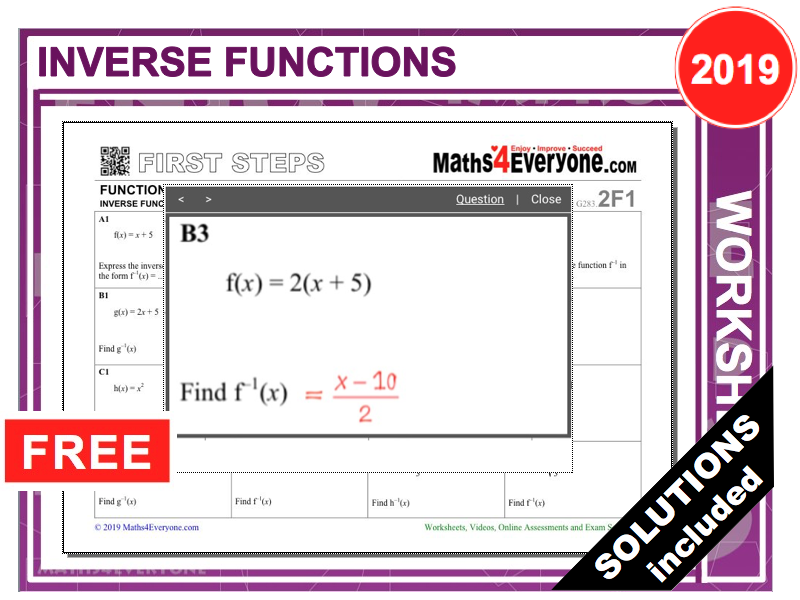inverse functions worksheet answers