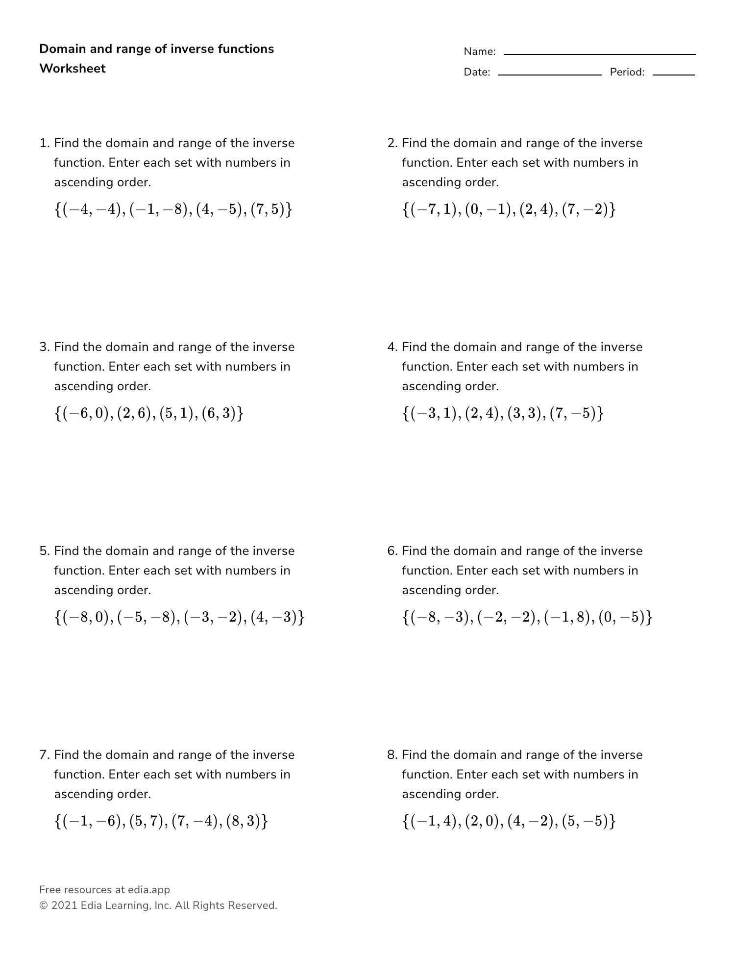 Edia | Free math homework in minutes - Worksheets Library